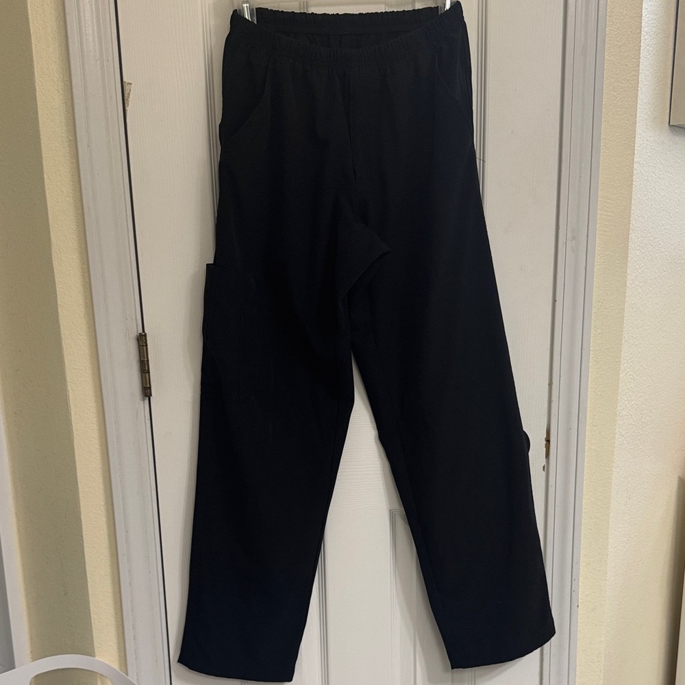 Barco Uniforms Black Cargo Scrub Pants with Elastic Waist